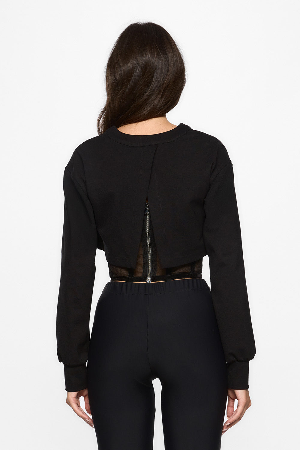 Top negru cu corset si benzi de catifea Organza