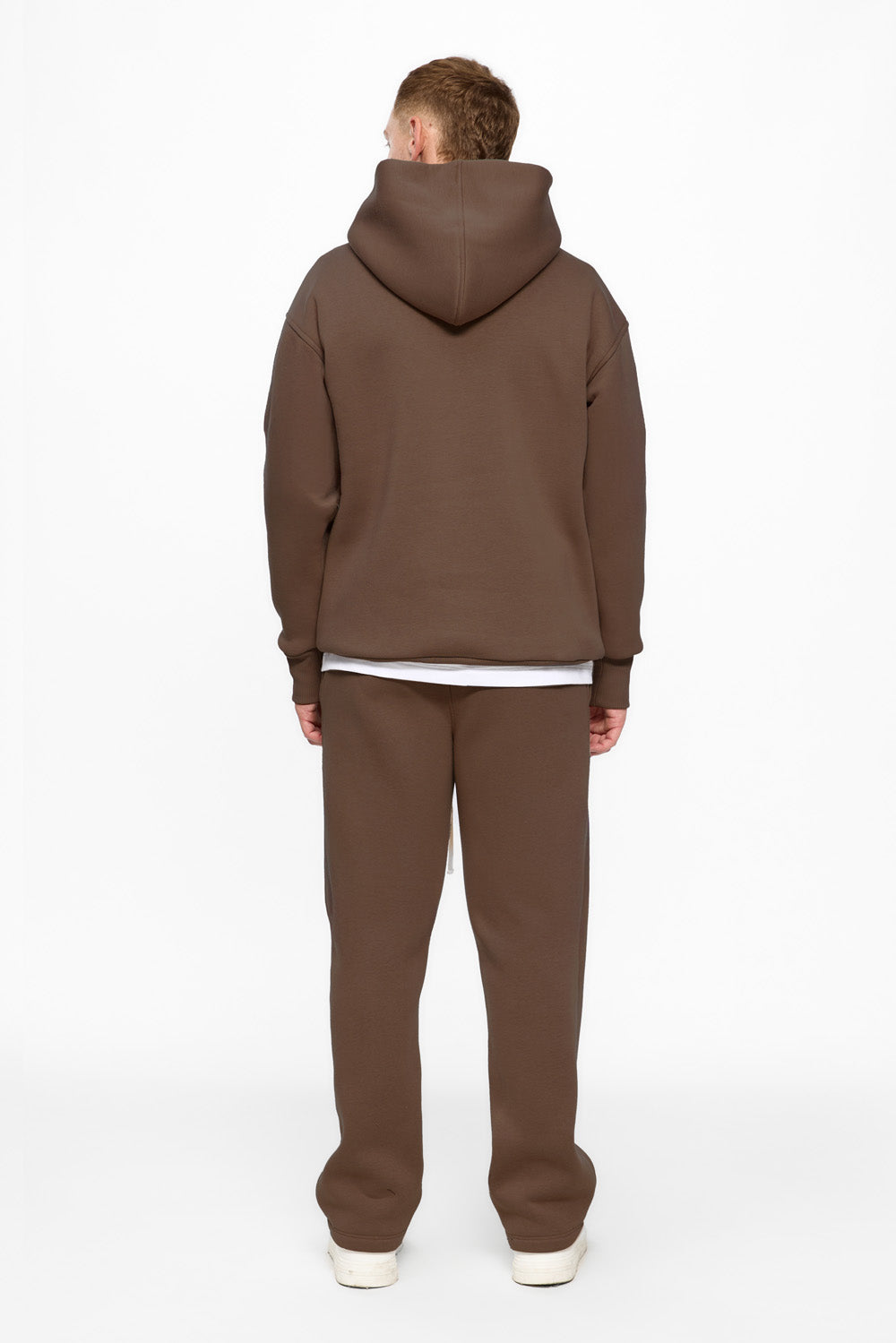 247 brown fleece Hoodie with decorative stitching