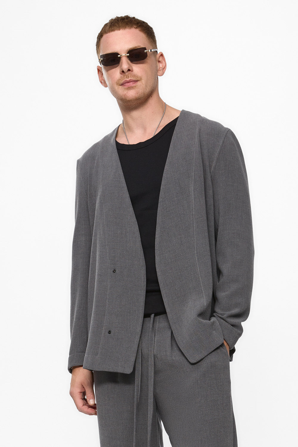 Cardigan gri din stofa de barbati 247 v2