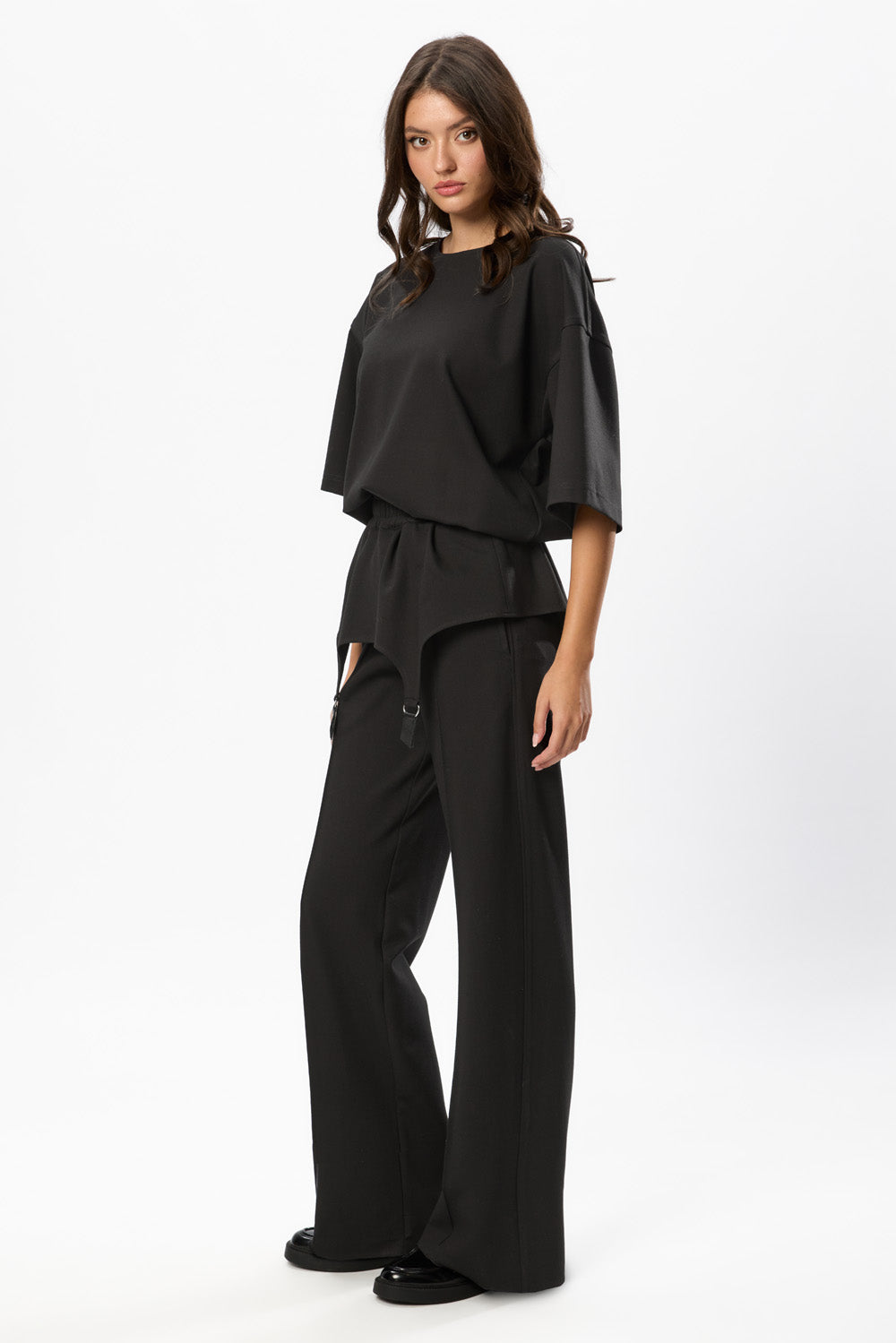 Goddess Black elastic Pants with garter straps