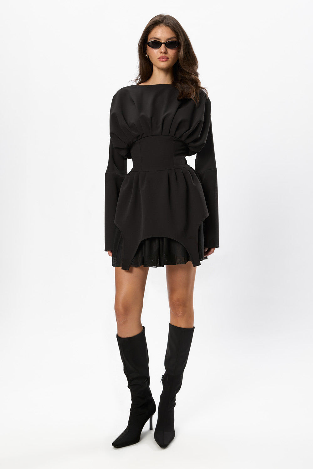 Rochie Neagra din Stofa si tulle Nyssa Siren