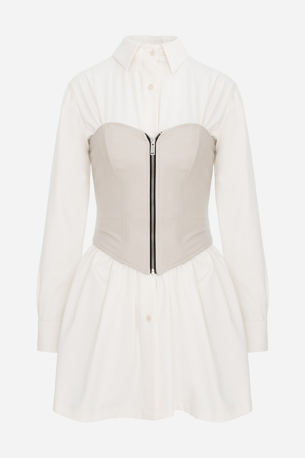 Rochie off-white cu corset de piele Maris