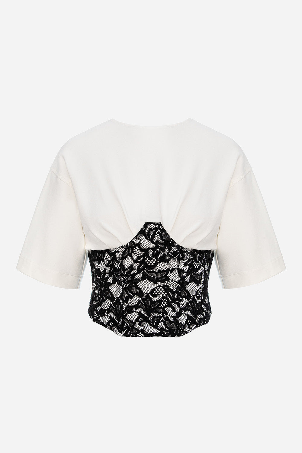 Marsilia Off-White Top with sheer lace corset