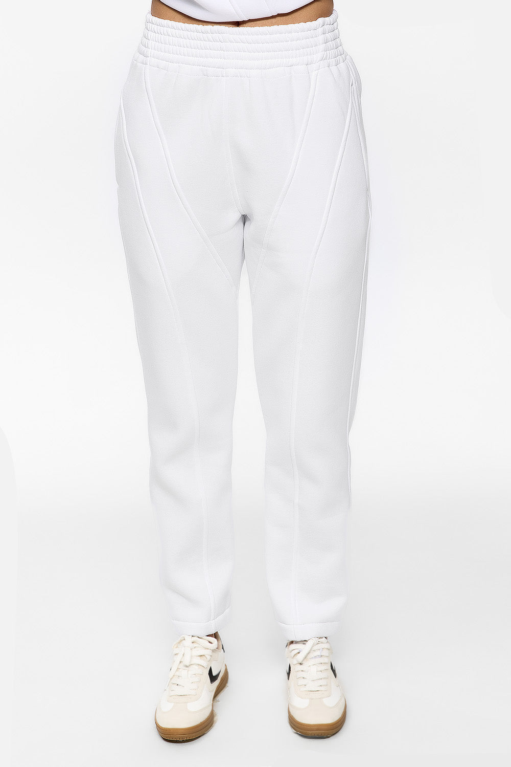 Kora White Stitched Pants