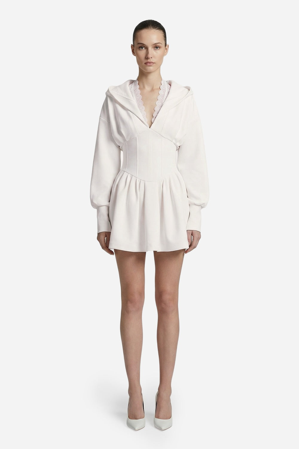 Rochie off-white cu corset si dantela Karol V2