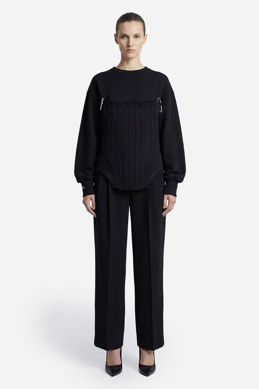 Seoul Corset Cotton Black Sweatshirt