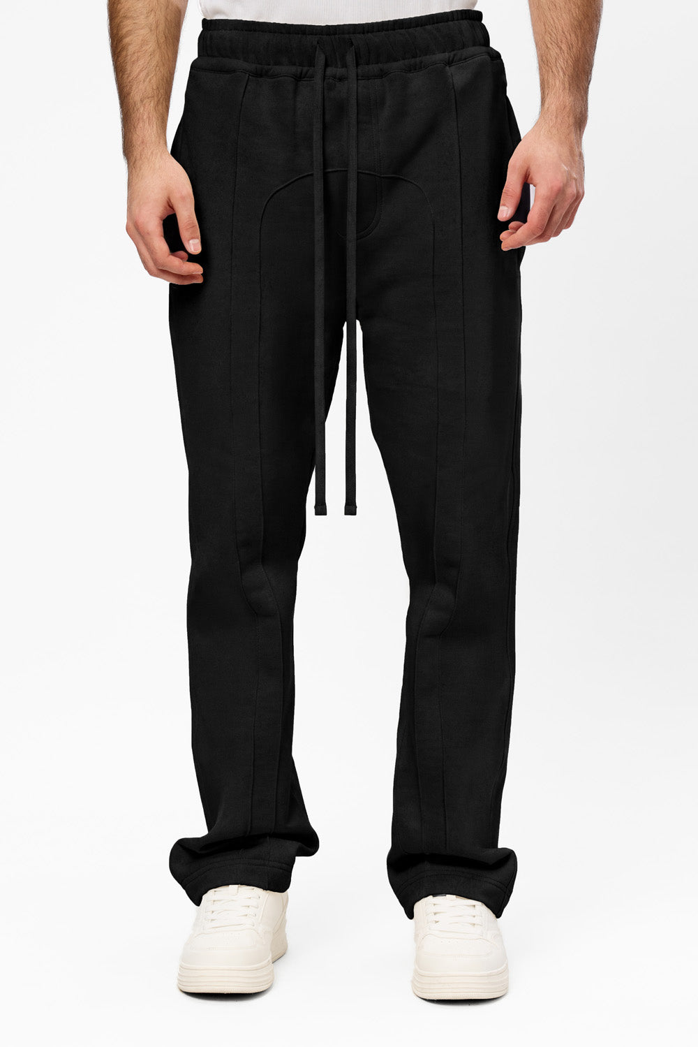 Pantaloni negri din bumbac 247 V2 cu cusaturi decorative