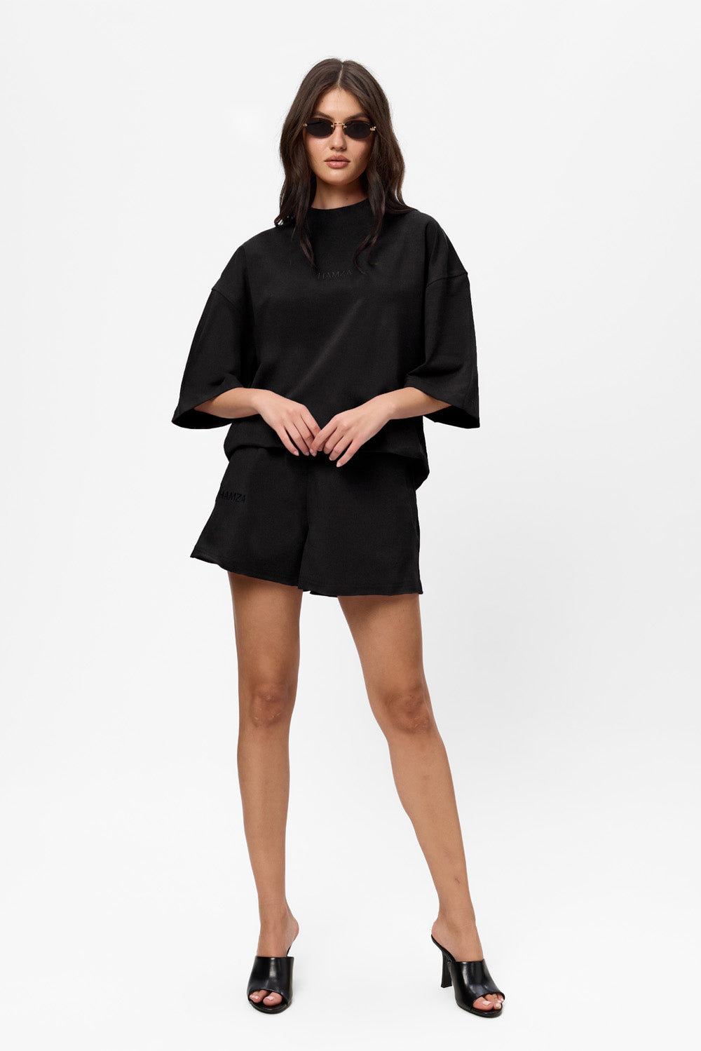 Pantaloni scurti negri din bumbac Midnight