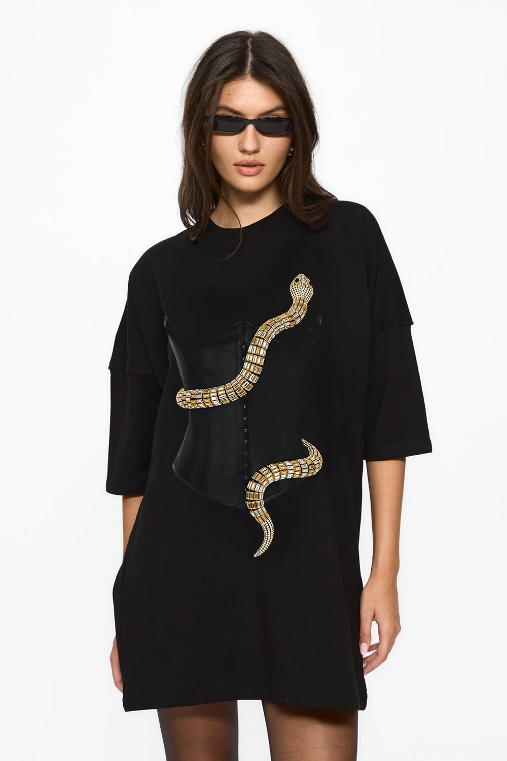 Eva Printed Black Dress