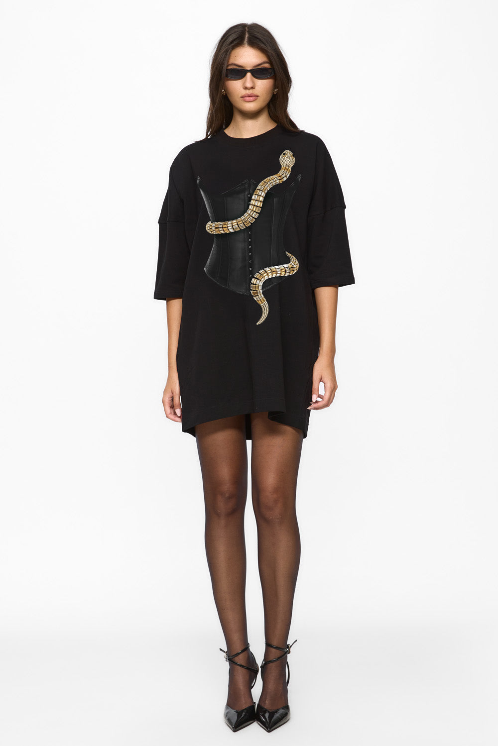 Eva Printed Black Dress