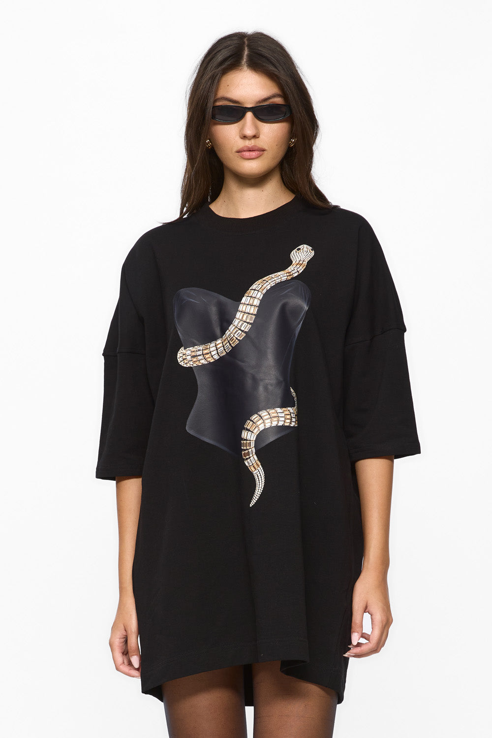 Eva Printed Black Dress