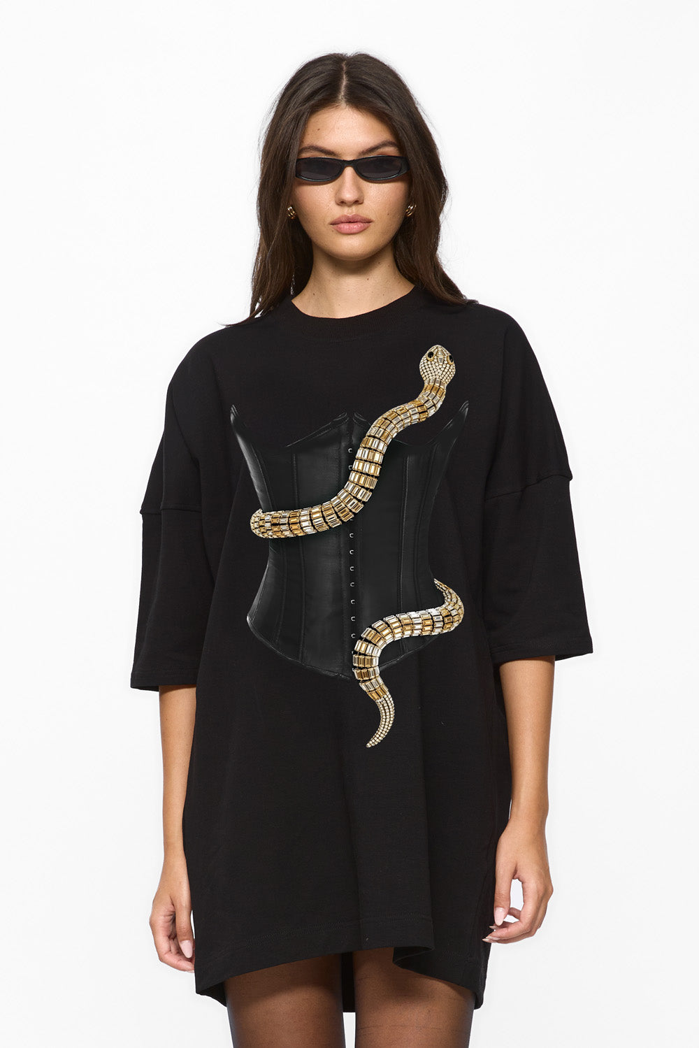 Eva Printed Black Dress