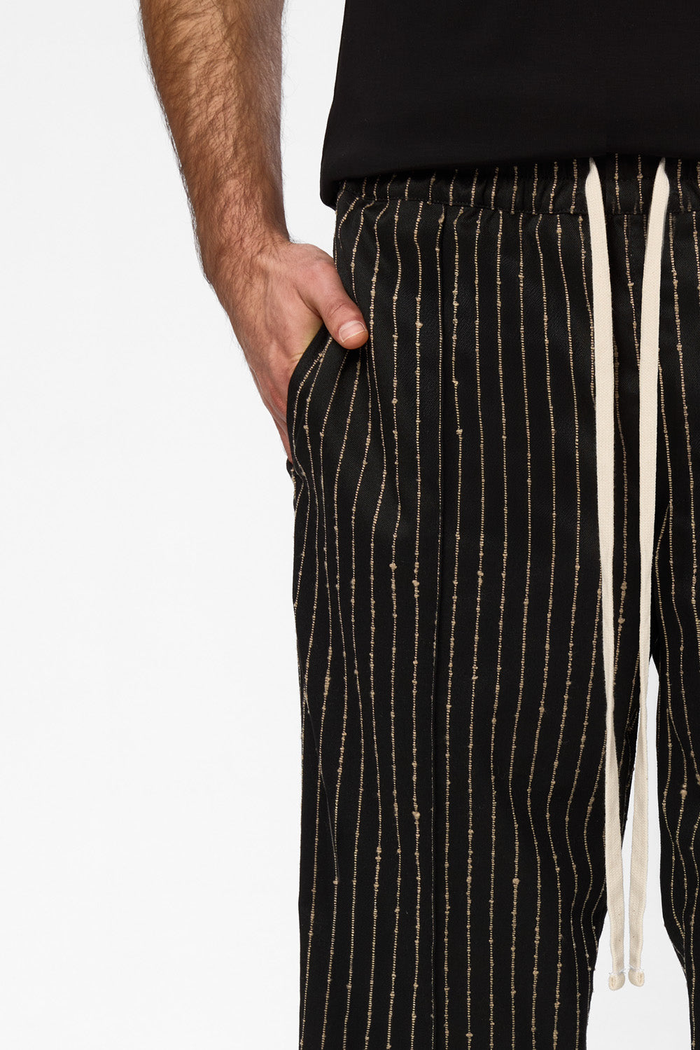 247 black striped cloth pants