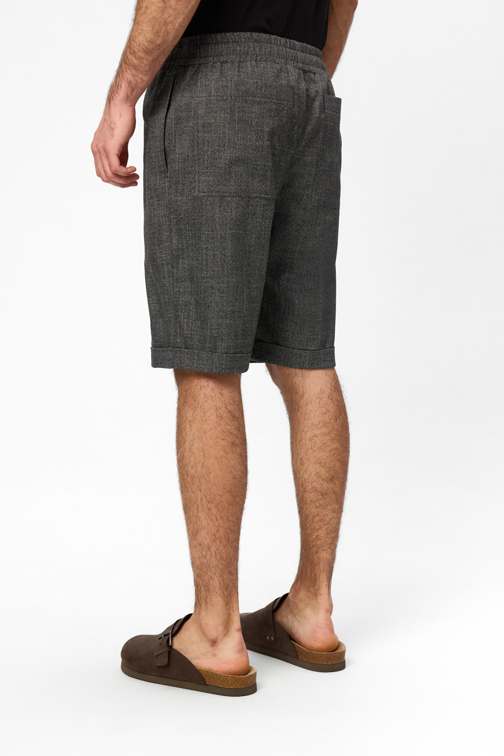 Pantaloni scurti gri melanj din Stofa Thomas