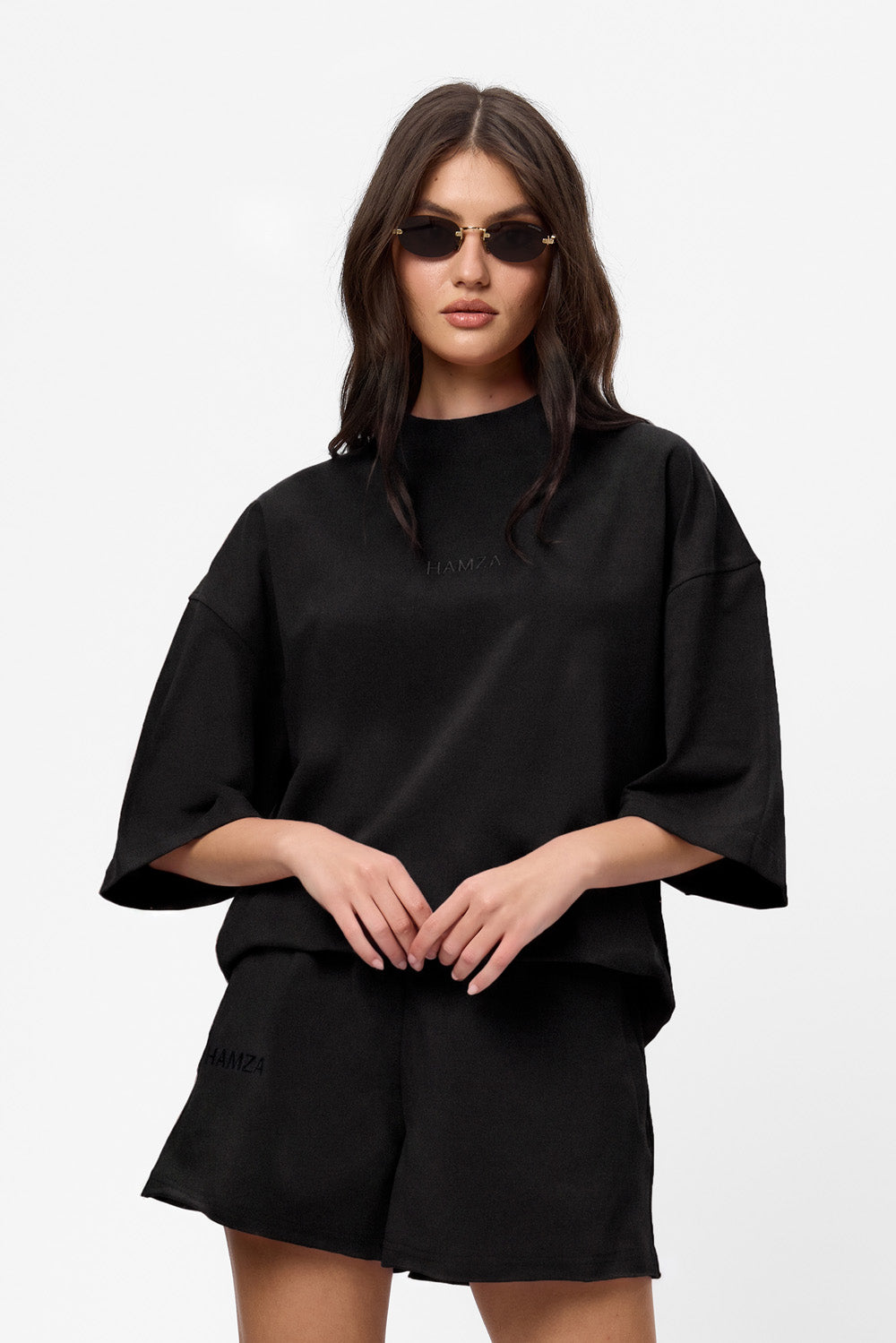 Tricou oversized negru din bumbac Midnight