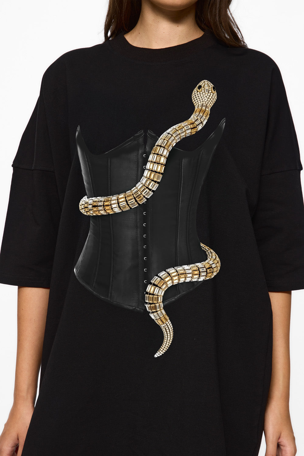 Rochie neagra cu imprimeu Eva