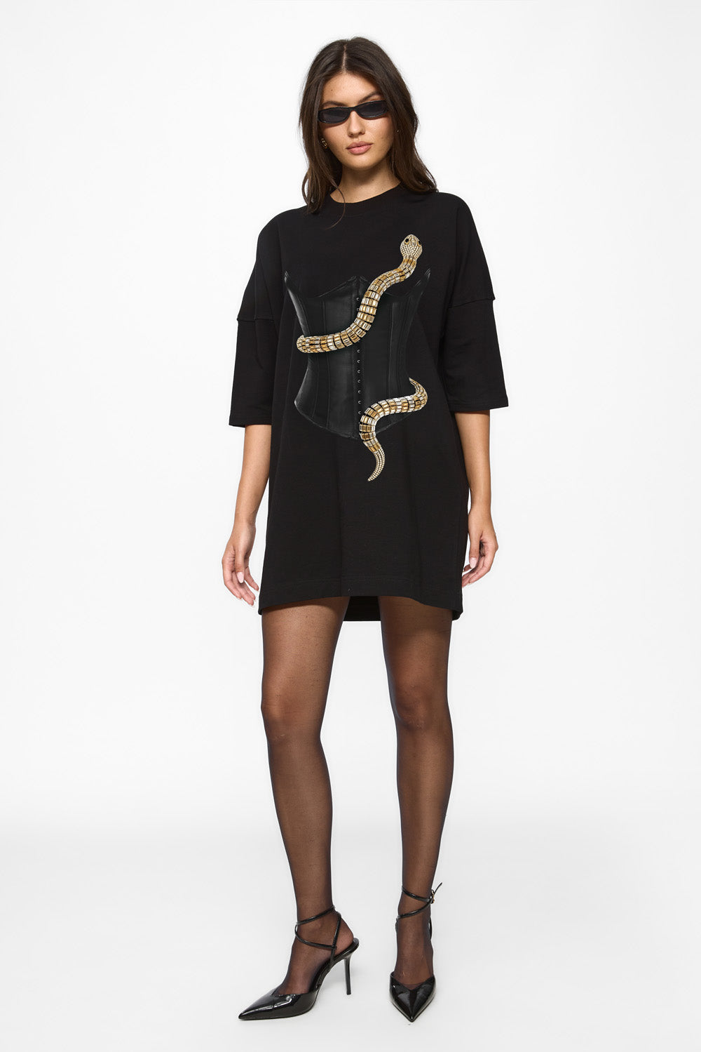 Rochie neagra cu imprimeu Eva