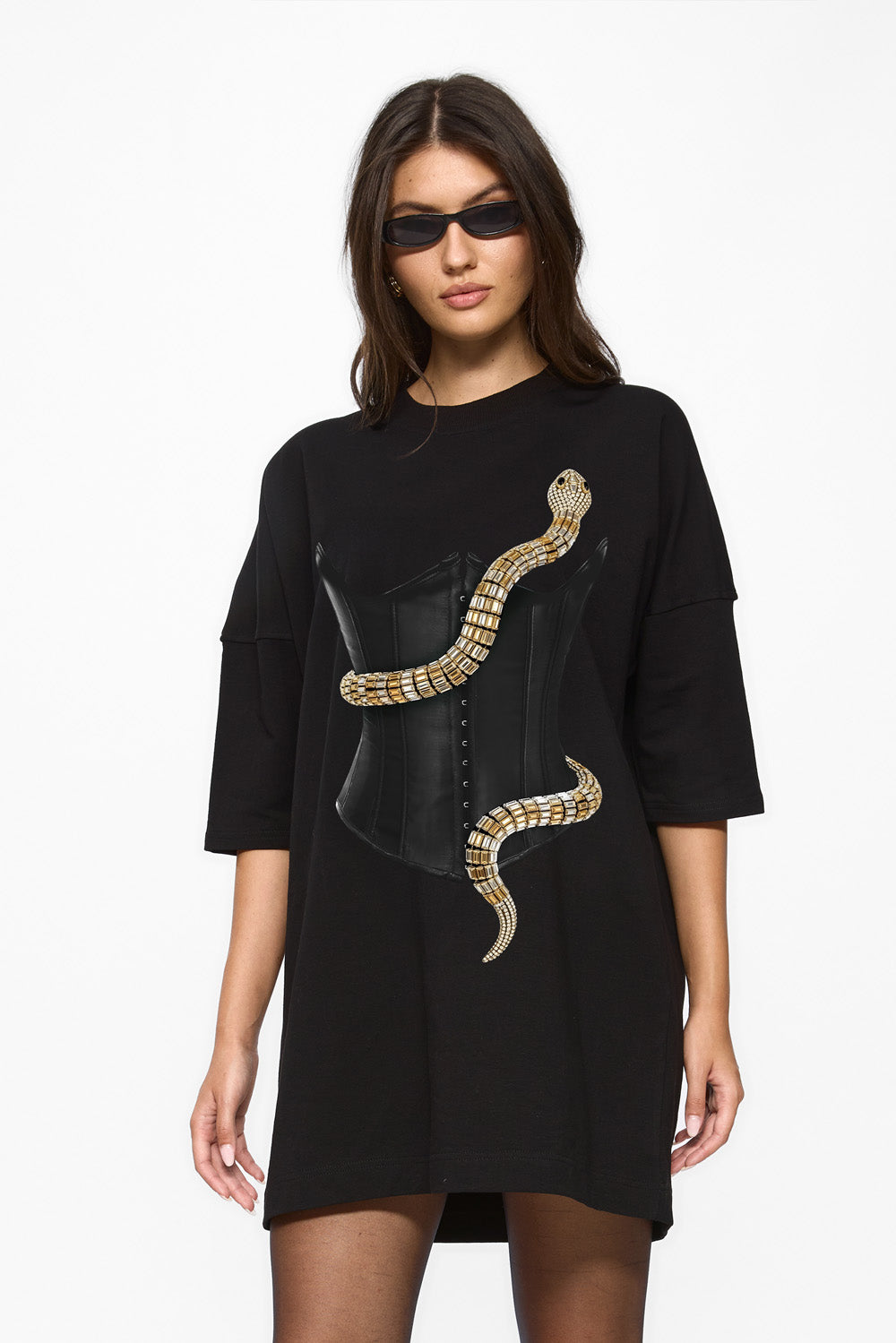 Rochie neagra cu imprimeu Eva