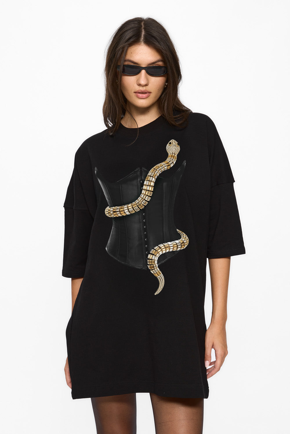 Rochie neagra cu imprimeu Eva