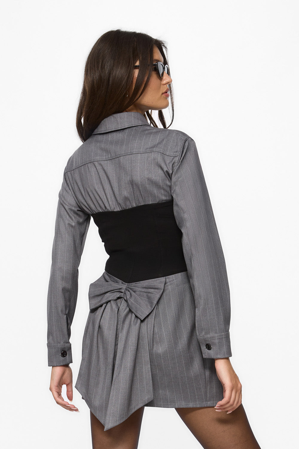 Maris Grey Mini  Shirt- Dress