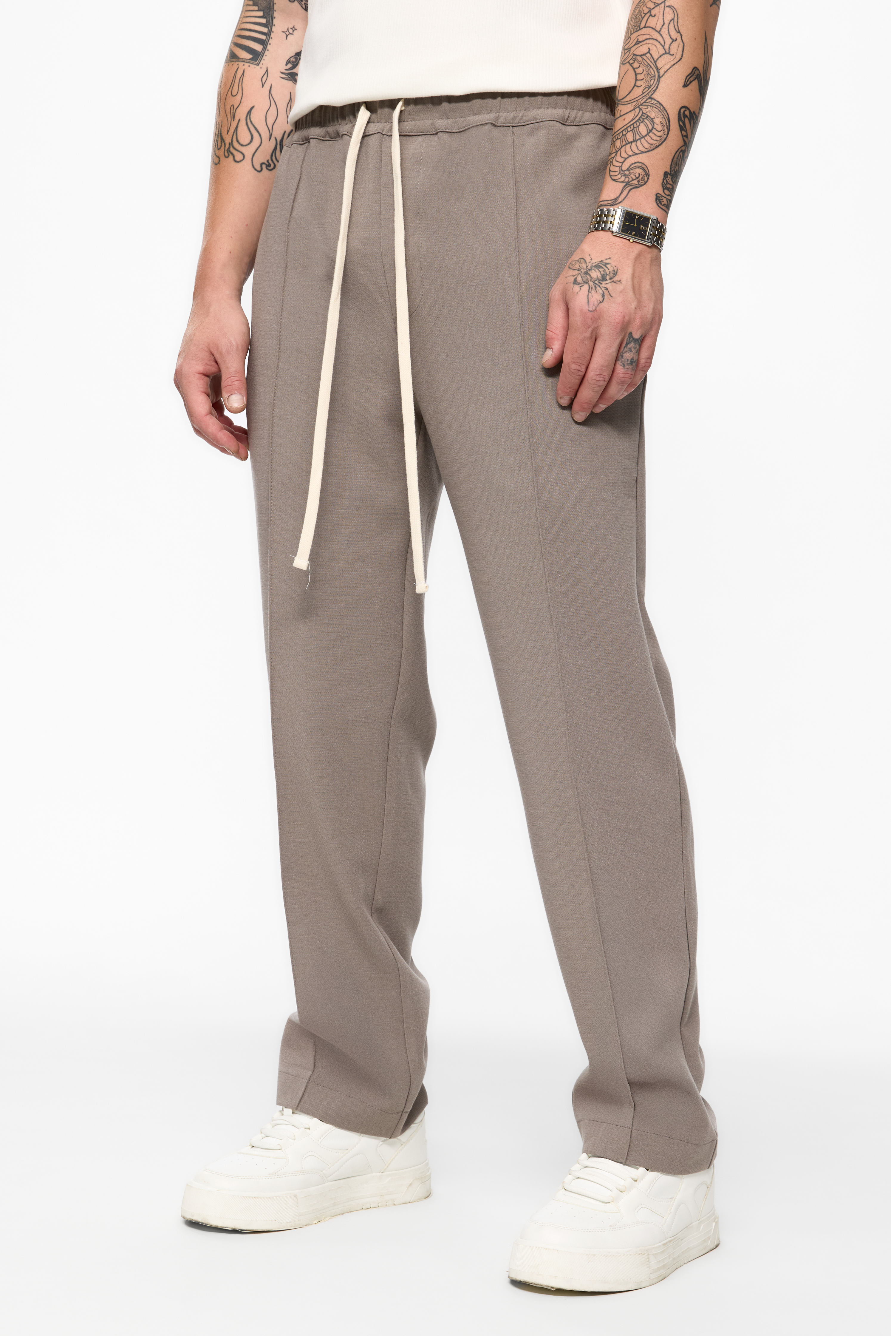 Pantaloni bej din stofa 247 