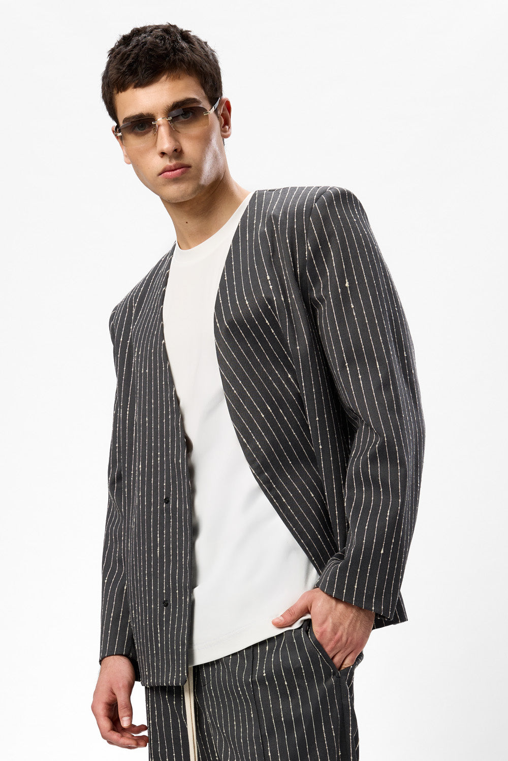 247 Grey Striped Blazer