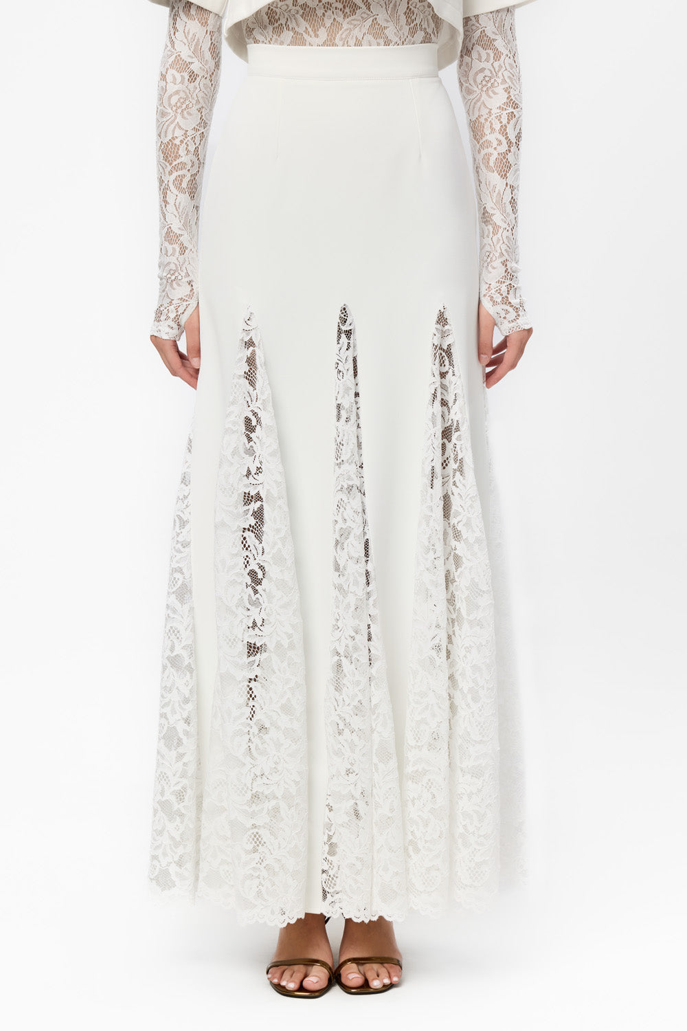 Fusta maxi off-white cu dantela Snowflake V2