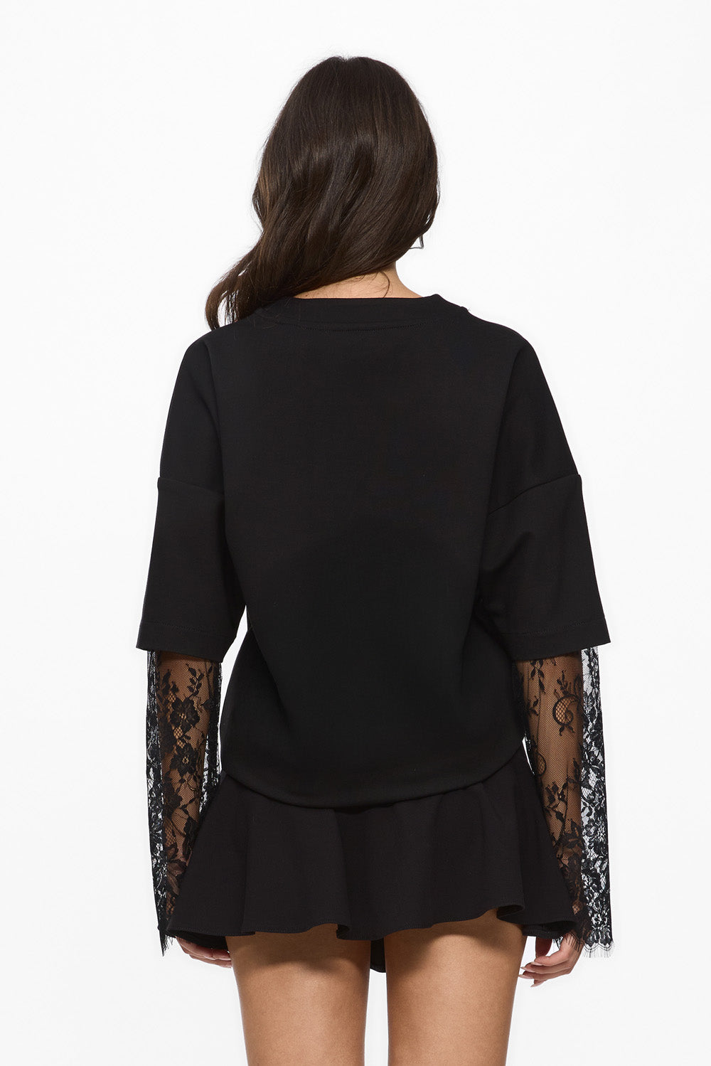 Venice black Top with lace sleeves