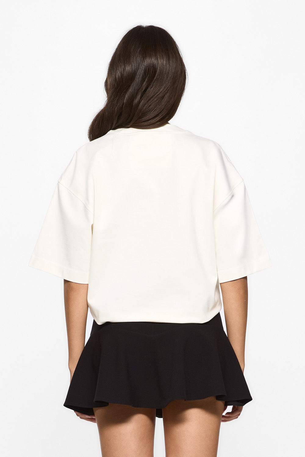 Black rose with floral applique off-white T-shirt W