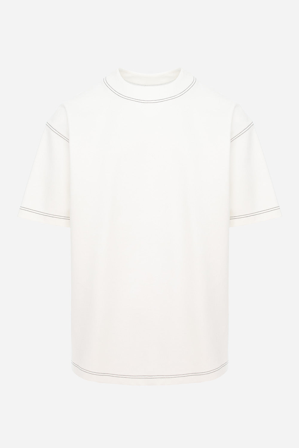 Tricou Off-White cu cusături decorative Khan