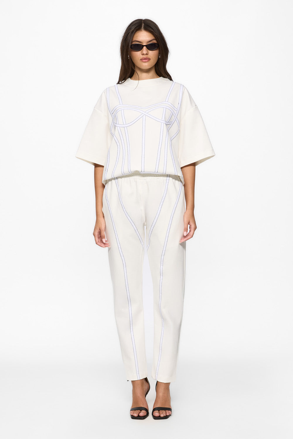 Karo Off-White Stitched Corset T-shirt