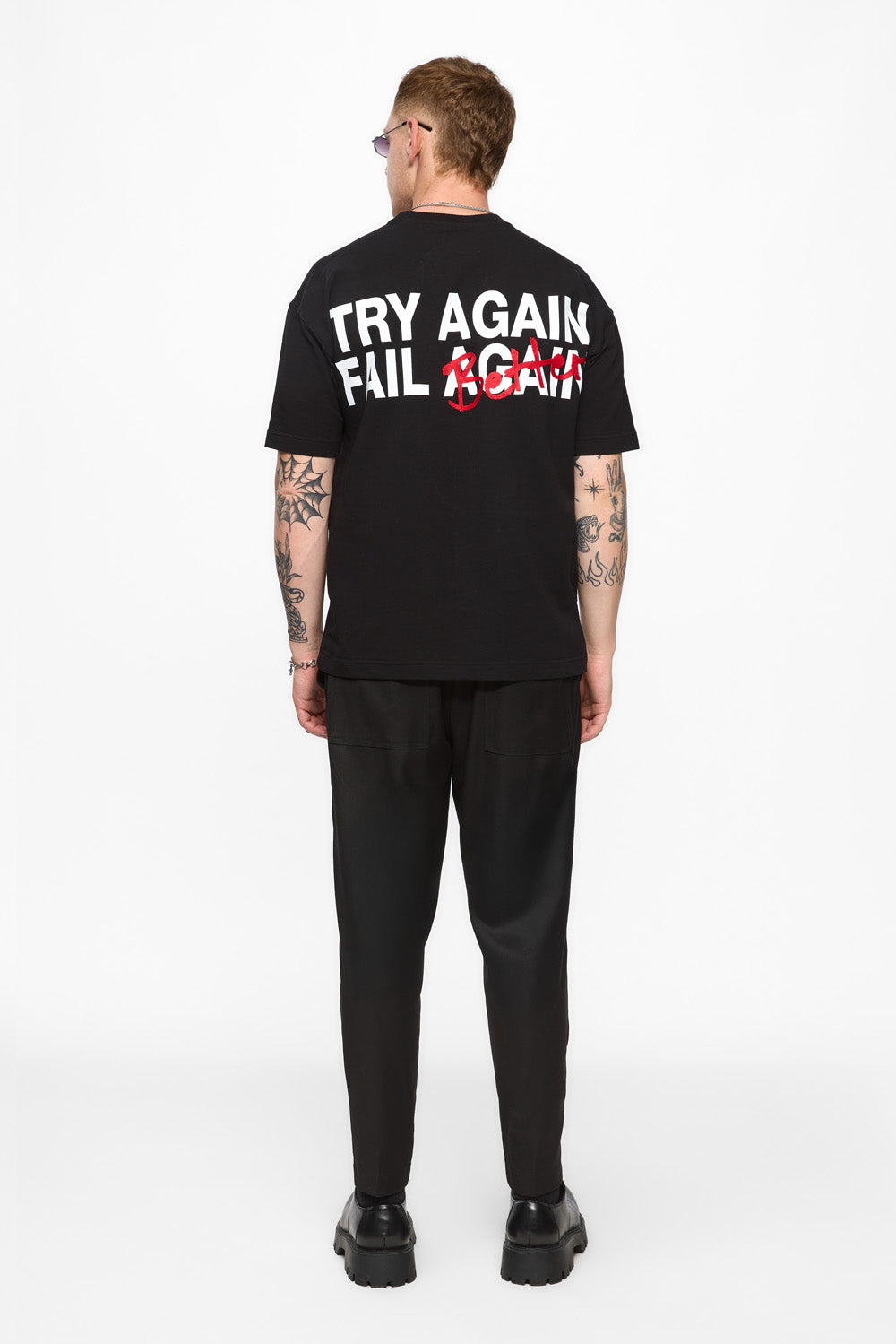 Tricou negru cu imprimeu si broderie Fail Fail