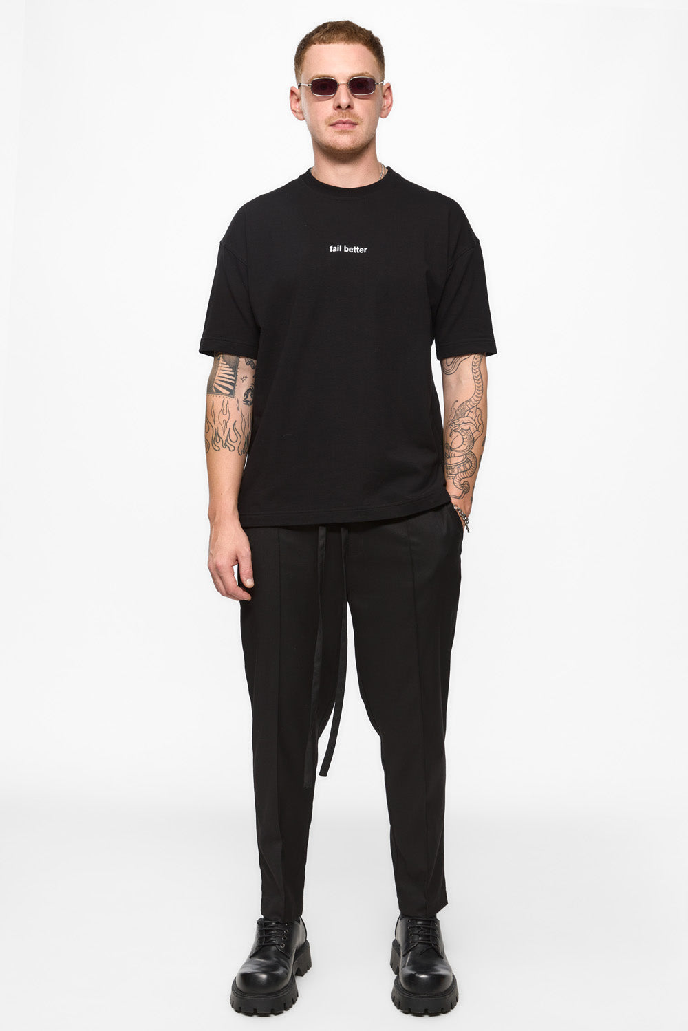 Tricou negru cu imprimeu si broderie Fail Fail