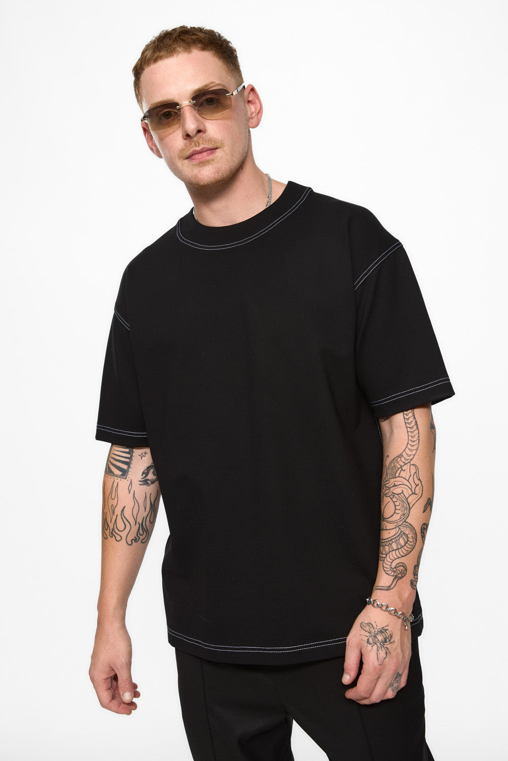 Tricou negru de barbati Khan de la Hamza. Black T-shirt Khan from Hamza for men