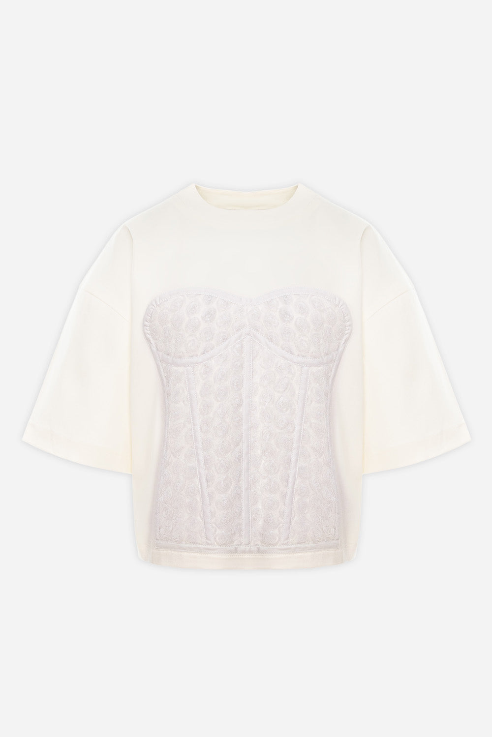Kyo Rose Off-White Stitched Corset T-shirt