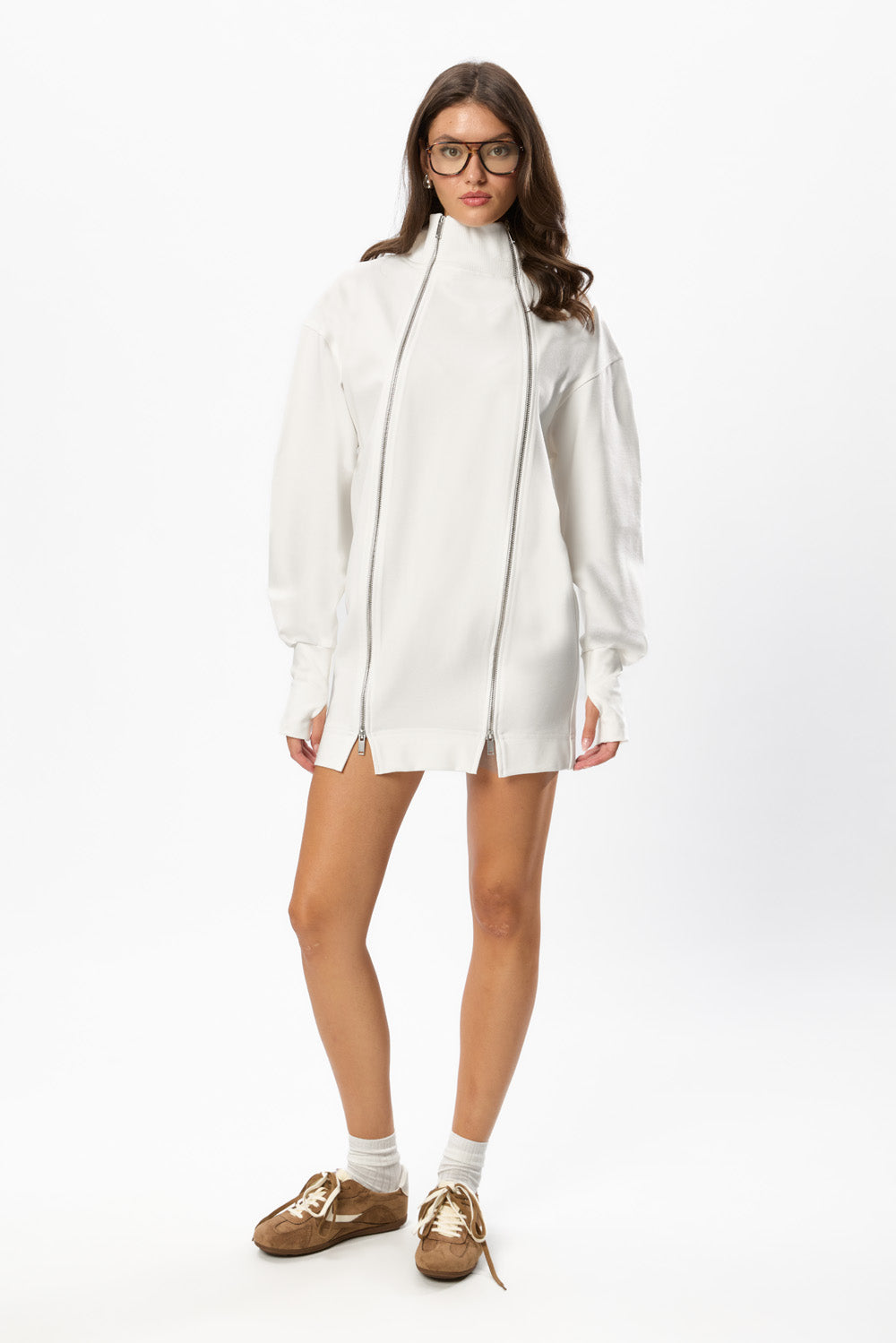 Rochie mini off white cu fermoar cu dublu-sens Bipolar