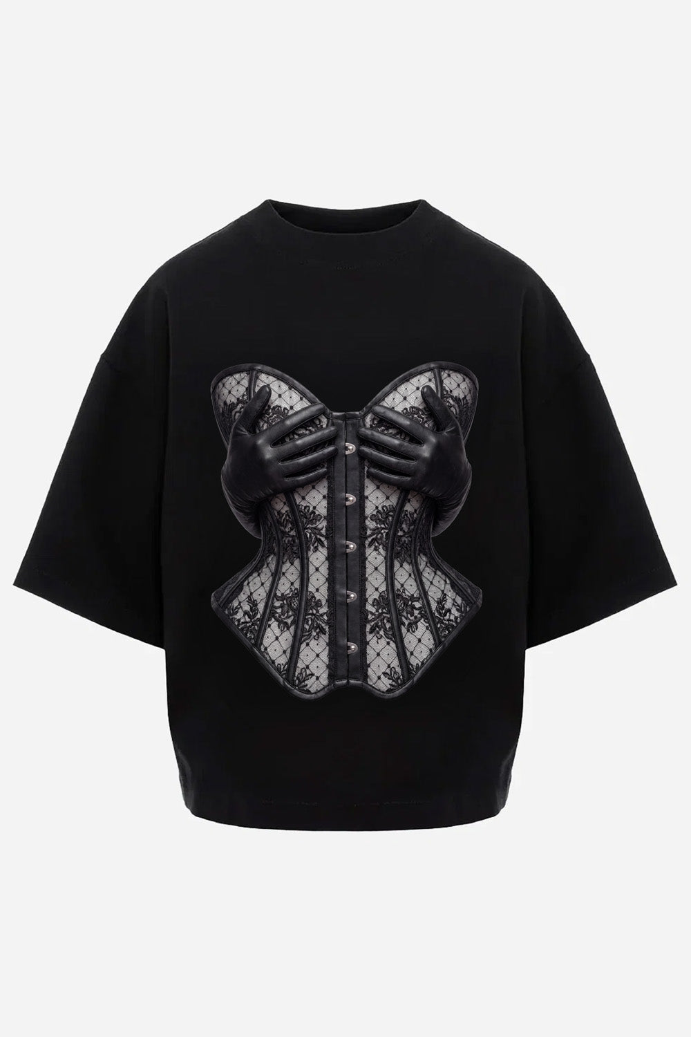 Leather Hands printed Black T-Shirt