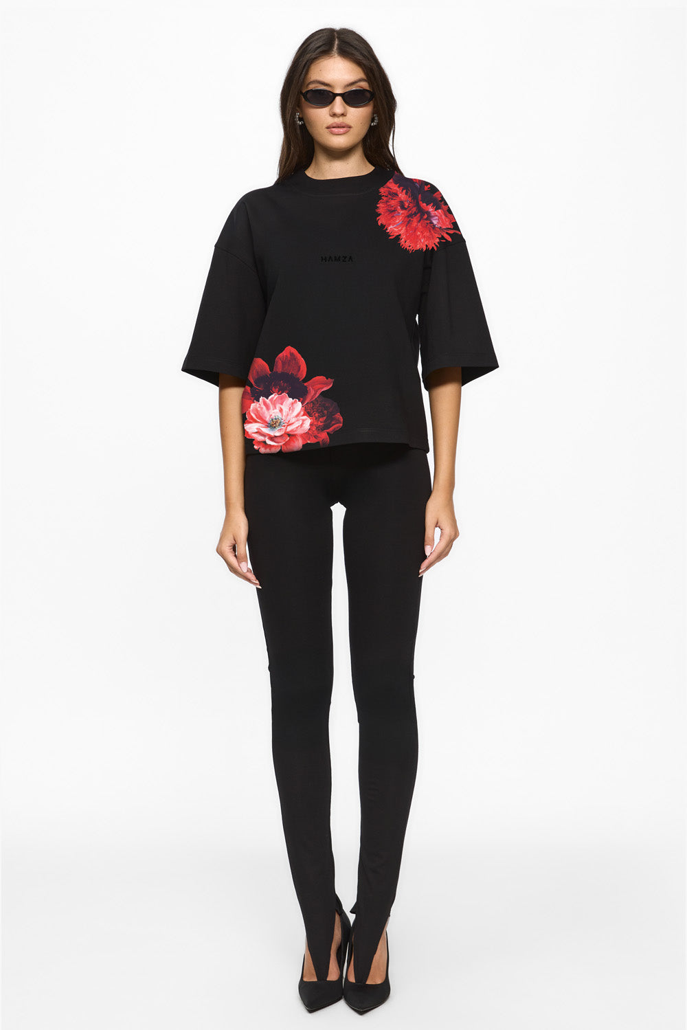 Tricou negru cu imprimeu Blossom