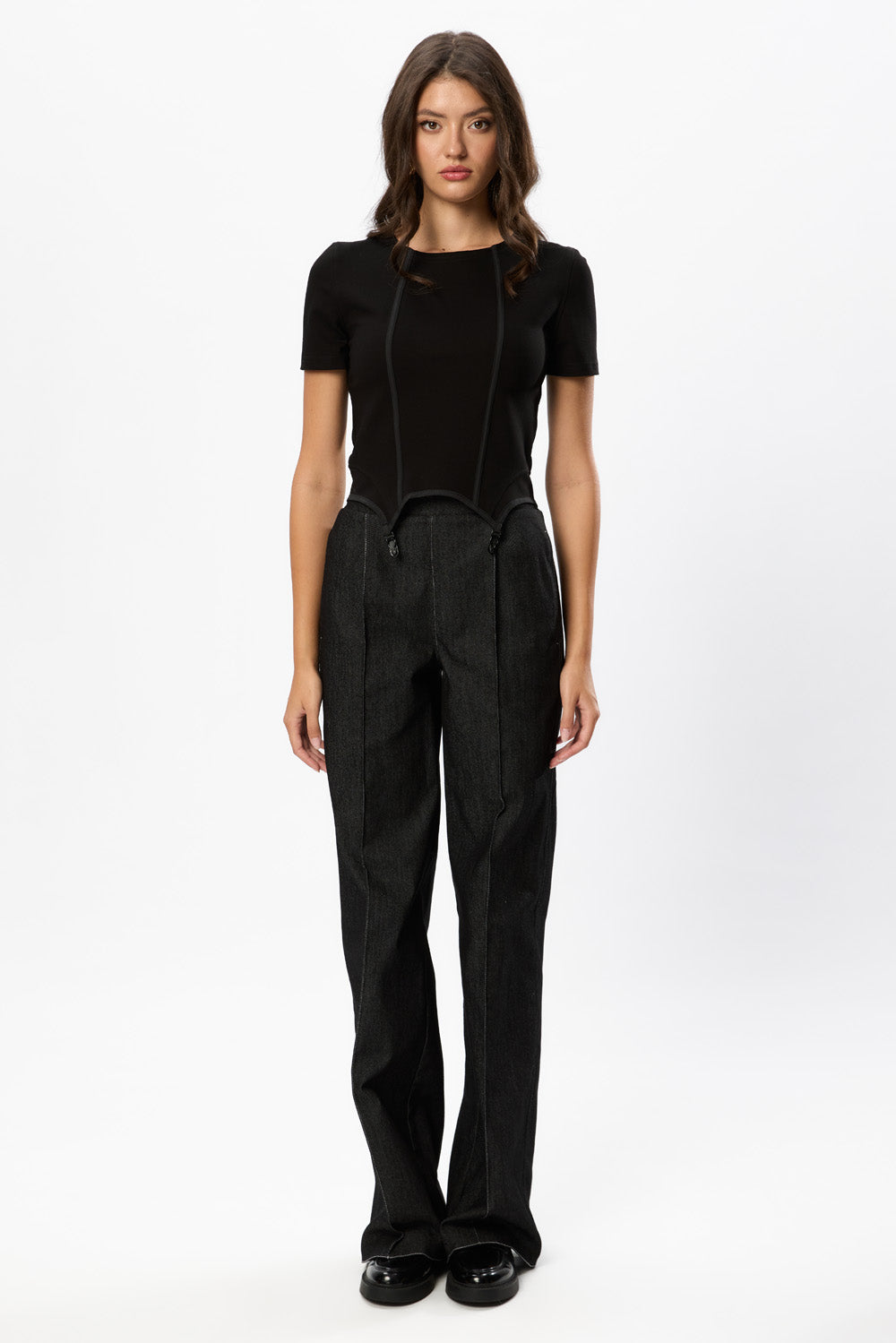 Top negru cu portjartiere Goddess