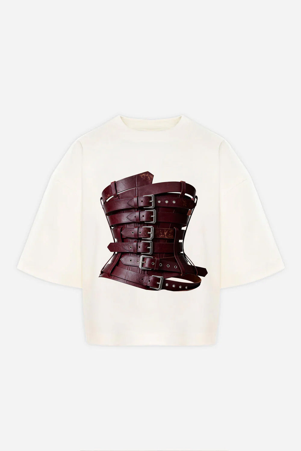 Burgundy printed off-white T-Shirt