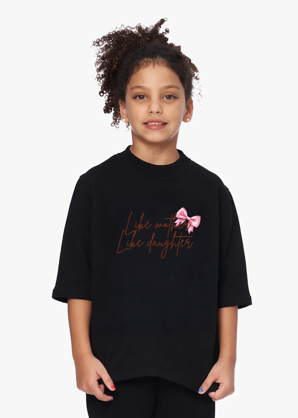 Tricou negru din bumbac cu imprimeu Daughter