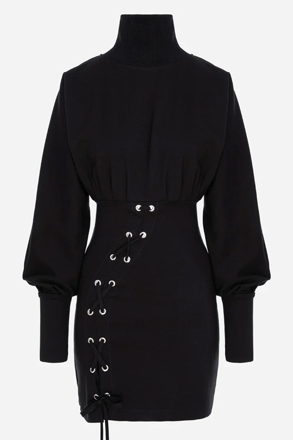 Rochie neagră cu detalii corset și șnur  Nyssa Linea