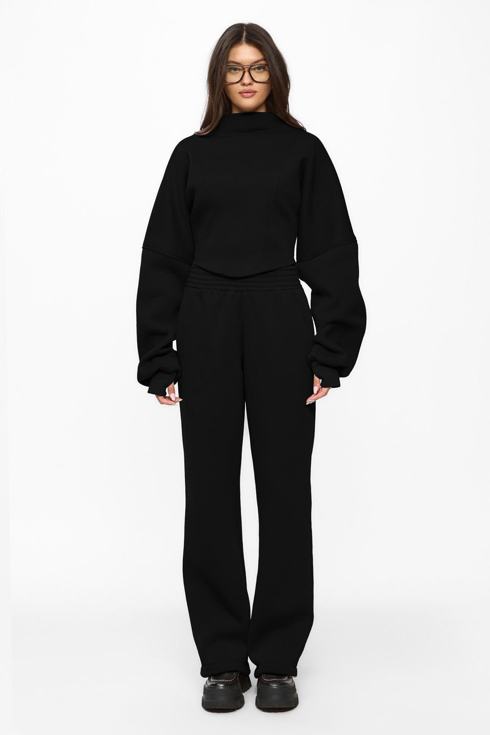 Pantaloni de trening negri evazați Goddess