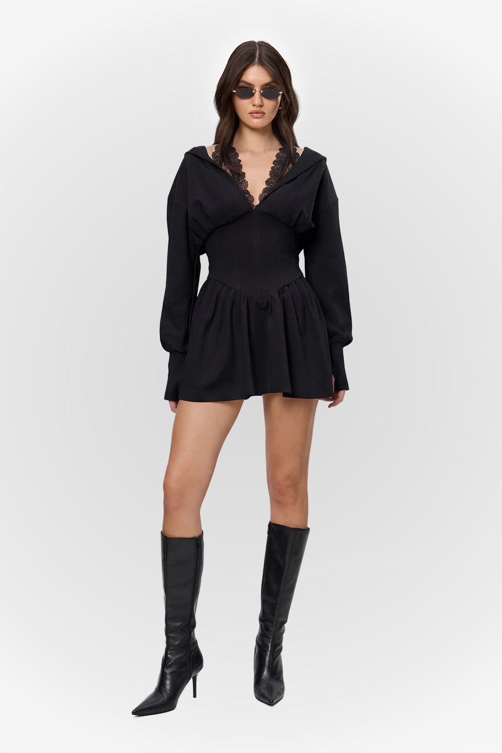 Rochie neagra cu corset si dantela Karol V2