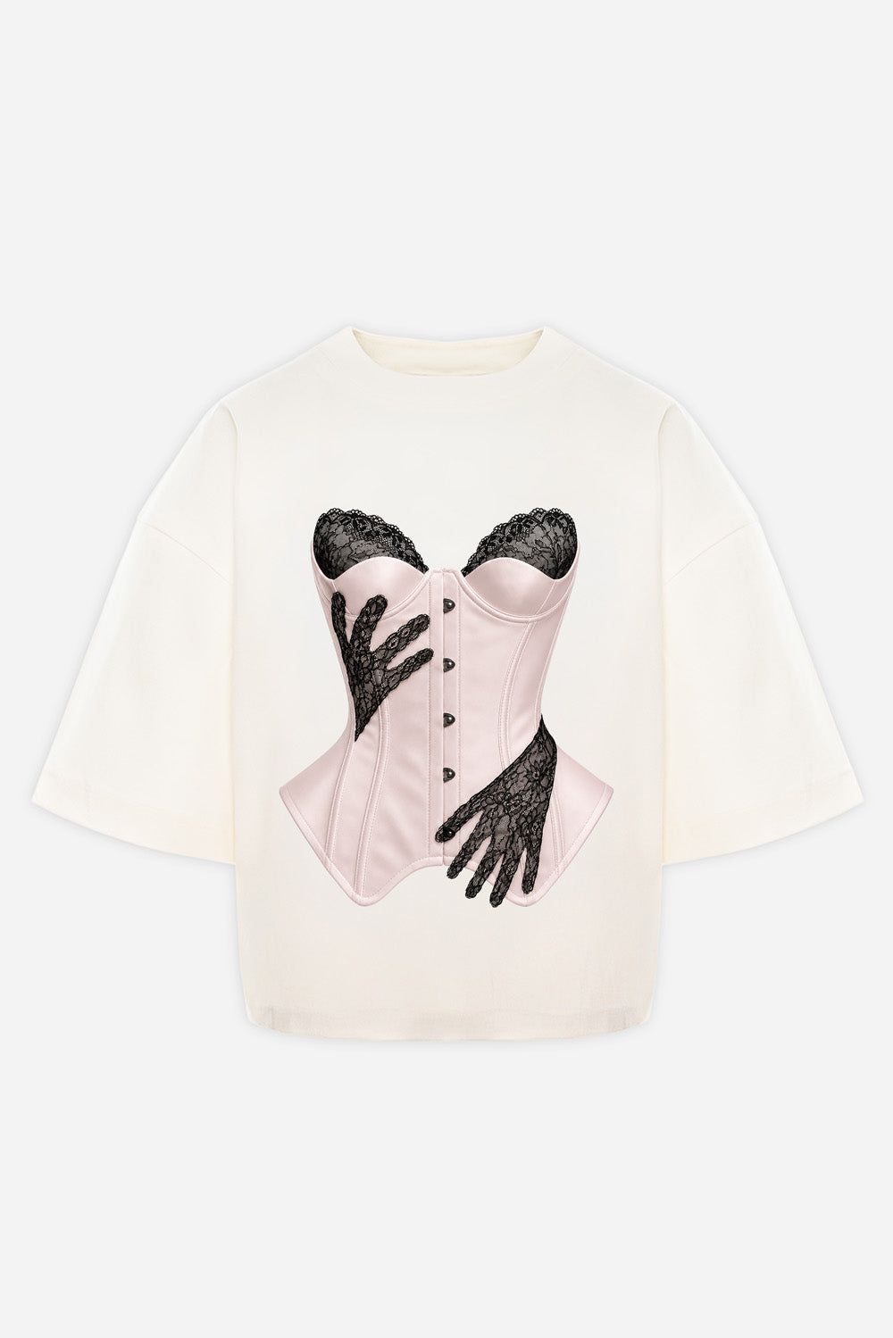 Tricou off-white cu imprimeu ivory hands