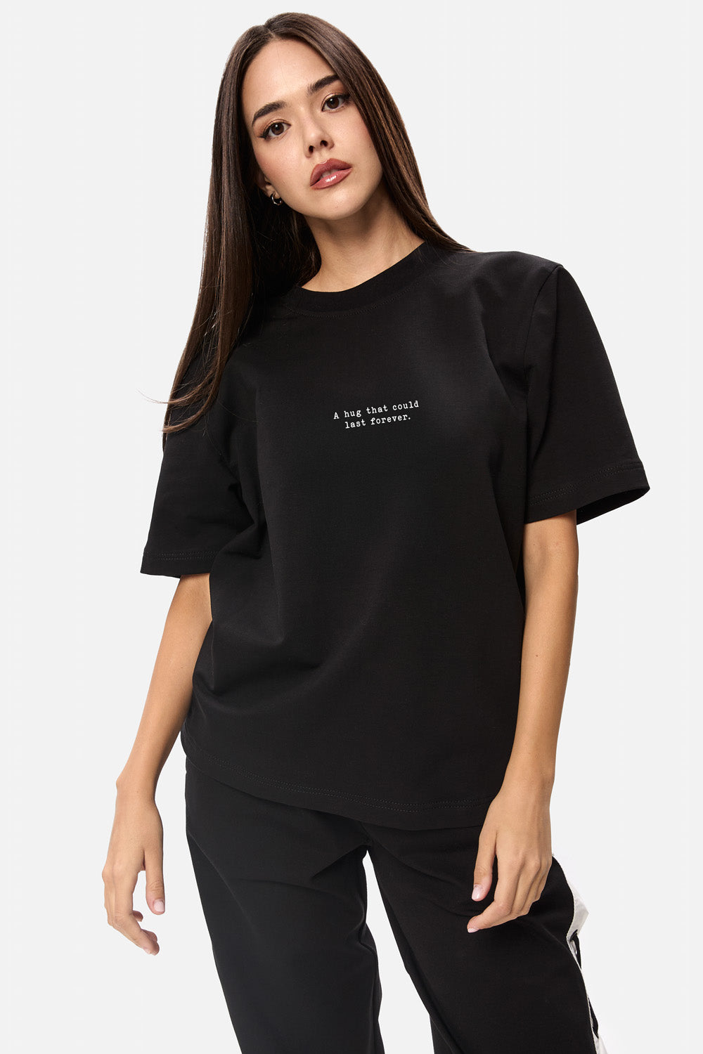 Tricou negru a hug that could last 4ever w