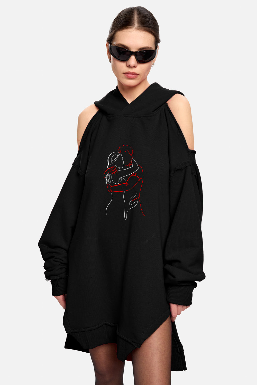 Fragile V2 Hoodie-Dress | Women | Black | Modern and elegant style | Comfort and functionality | Atelier Hamza
