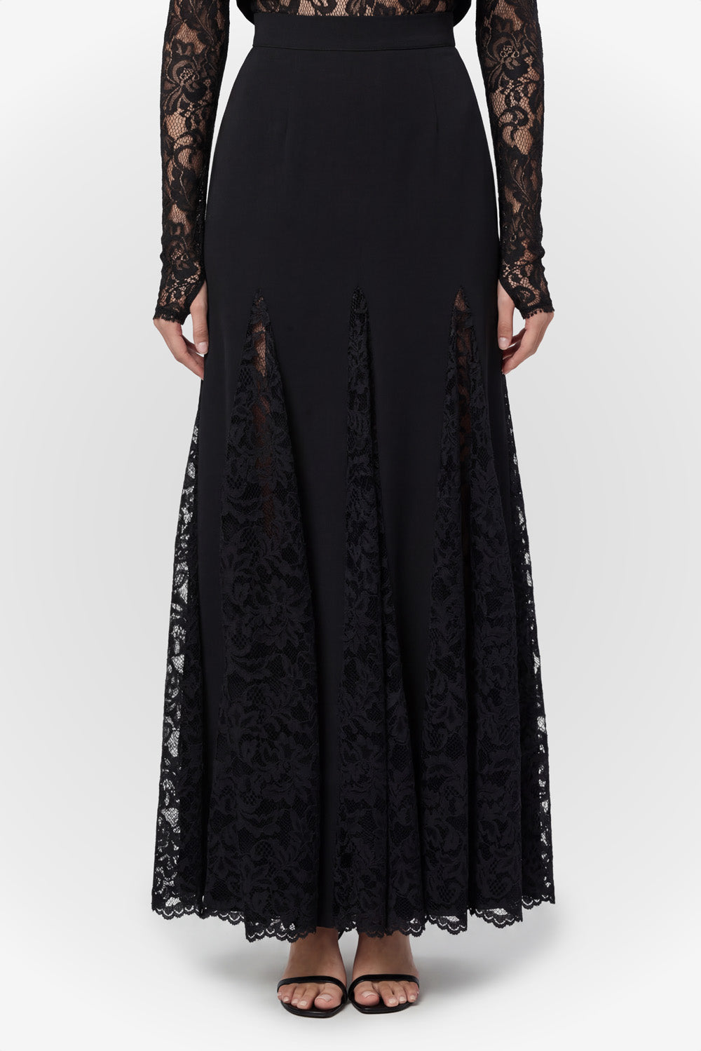 Snowflake V2 Black Lace Maxi Skirt - Hamza
