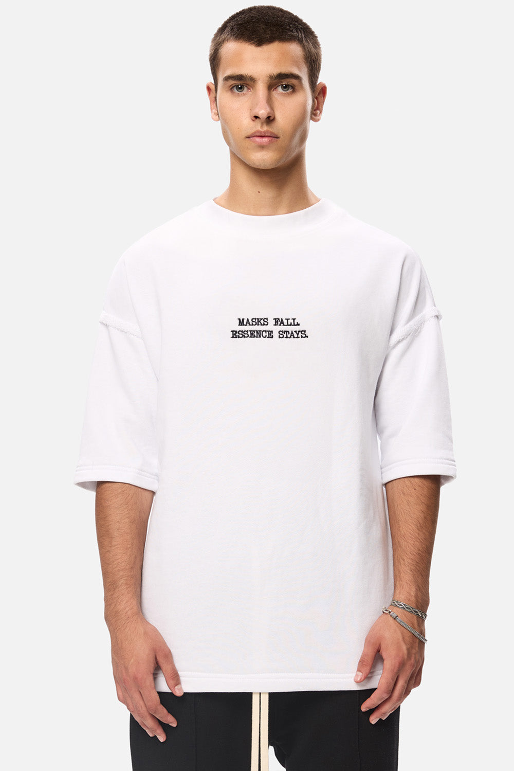 NO MASK  embroidered heavyweight T-shirt