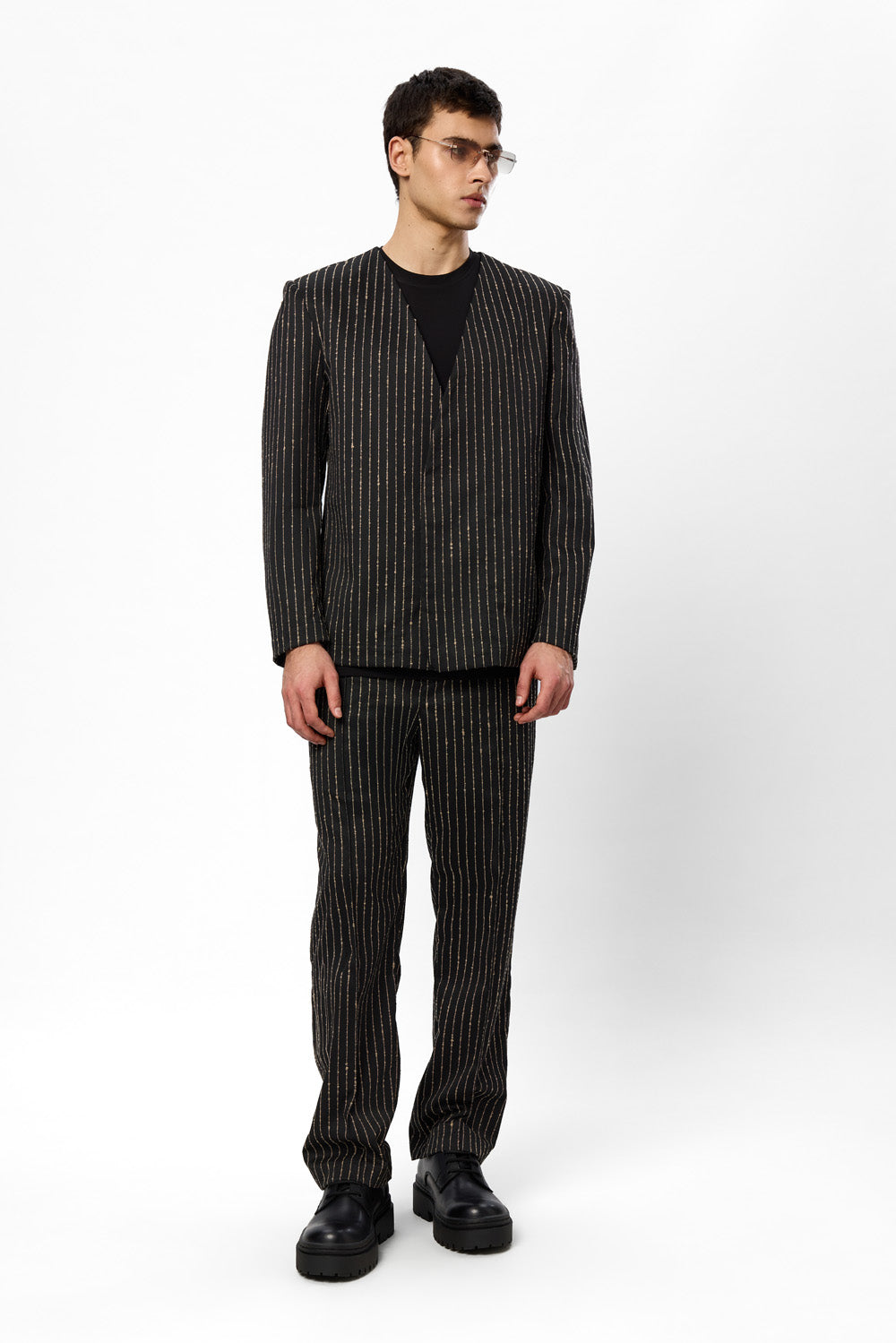 247 black striped cloth pants